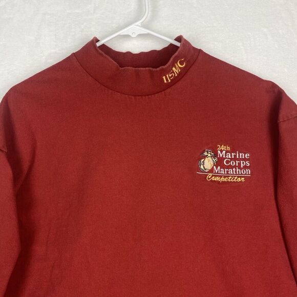 Vintage 90s Marina Corps Marathon USMC Shirt Mens Extra Large Red Long Sleeve - Picture 3 of 10